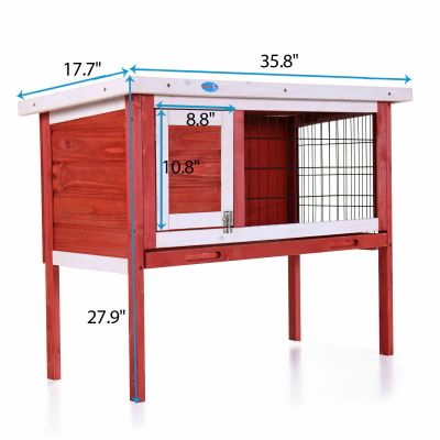 Raised Wooden Rabbit Cage in Red