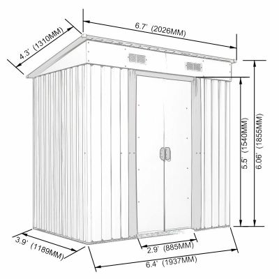 4 x 6 ft Yard Tool Shed Storage Outdoor