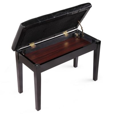 Cushioned Black Duet Piano Bench Leather with Storage