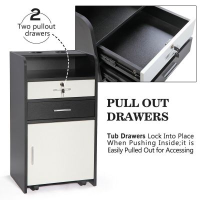 Lockable Mobile Styling Cabinet W/Holder, Drawer