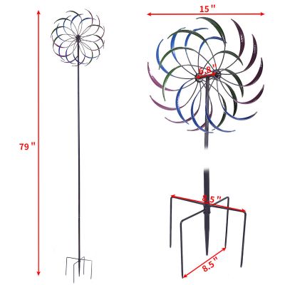 Metal Kinetic Wind Spinners Garden Art Pinwheels Ornaments