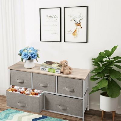 Fabric Bedroom Storage Chest W/Drawers Dresser