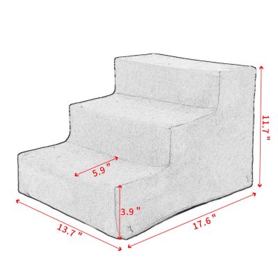 Plastic 3-Step Dog Stairs for Bed W/Plush Cover