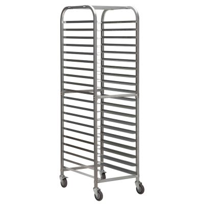 20-Tier Bun Pan Bakery Rack, Galvanized Iron Pan Rack with 4 Wheels for Kitchen, Silver