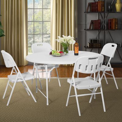 54 inch White Fold-In-Half 4 Seat Dining Table