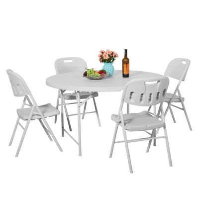 54 inch White Fold-In-Half 4 Seat Dining Table