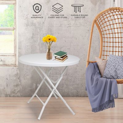 Small Round Folding Table in Pure White
