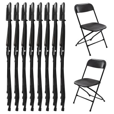 8 Pcs Black Lightweight Portable Folding Chairs