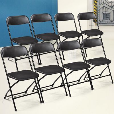 8 Pcs Black Lightweight Portable Folding Chairs