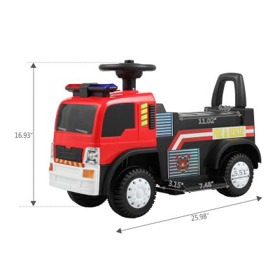 6V Electric Kids Ride On Fire Truck Toy with Siren & Light