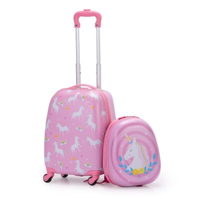 2 Pcs Kid Carry on Suitcase with Spinner Wheels for Girls, Unicorn