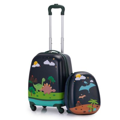 2 Pcs Kid Carry on Suitcase with Spinner Wheels for Boys, Dinosaur