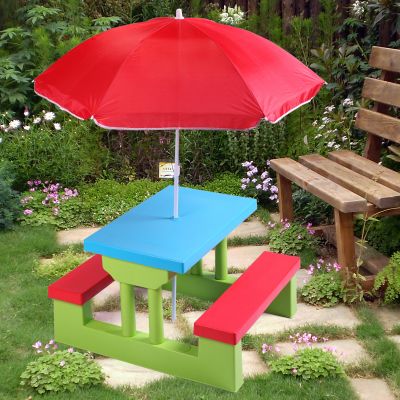 Kid Play Table and Chairs Activity W/Umbrella