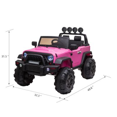 12V Battery Powered Pink Toy Truck for Kids w/ RC 