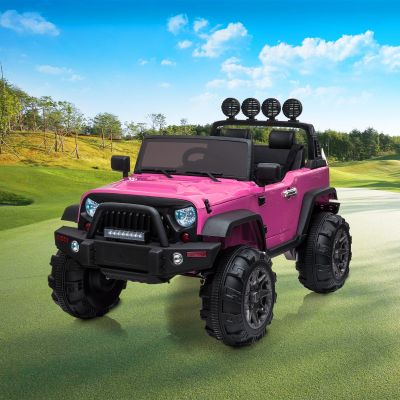 12V Battery Powered Pink Toy Truck for Kids w/ RC 