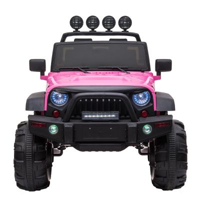12V Battery Powered Pink Toy Truck for Kids w/ RC 