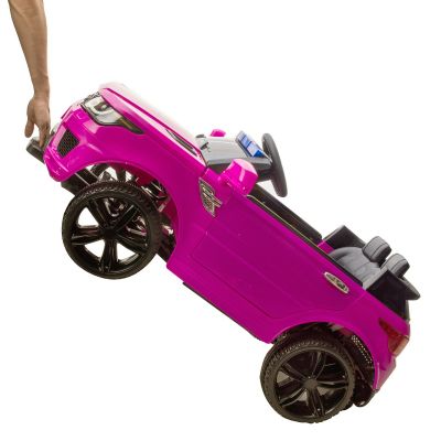 RC 12V Powered Kids Ride On Police Car W/Megaphone-Pink