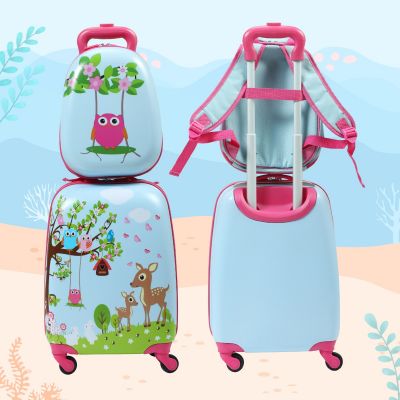 Kids Spinner Cute Hard Side Luggage W/Backpack