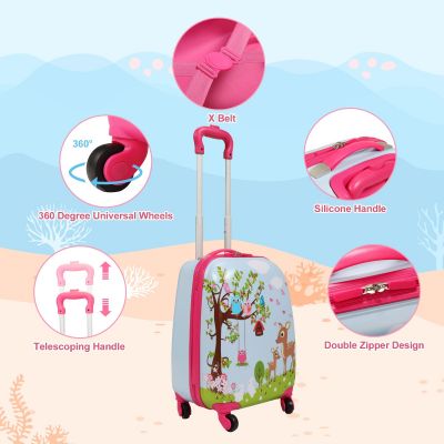 Jaxpety Owl Kids Travel Hard Shell Suitcase Set W/Backpack