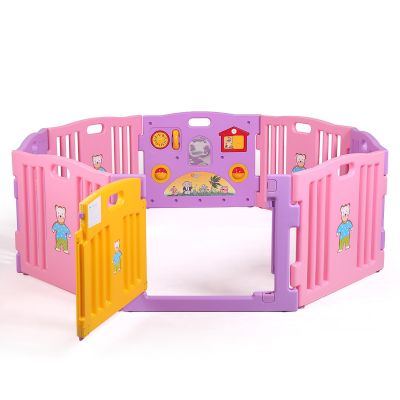 8 Panel Plastic Pink Pens Baby Crawling W/Toys
