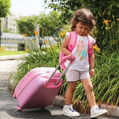2 Pcs Kid Luggage Set, 12” Backpack & 16” Kid Carry on Suitcase with Spinner Wheels, Unicorn