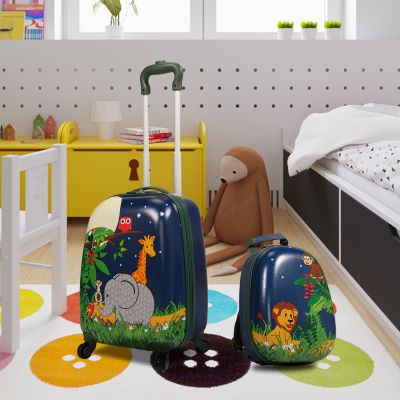 Giraffe Kids Rolling Carry-on Luggage W/Backpack