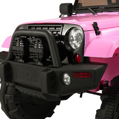 JAXPETY 12 V Kids Jeep Wrangler Electric Car with Remote Control&Abreast Lights -Pink
