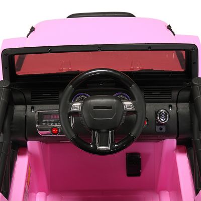 JAXPETY 12 V Kids Jeep Wrangler Electric Car with Remote Control&Abreast Lights -Pink