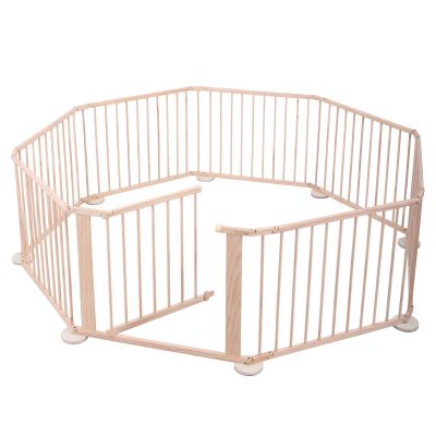 Convertible 6&8 Panel Wood Playpen Indoor Outdoor