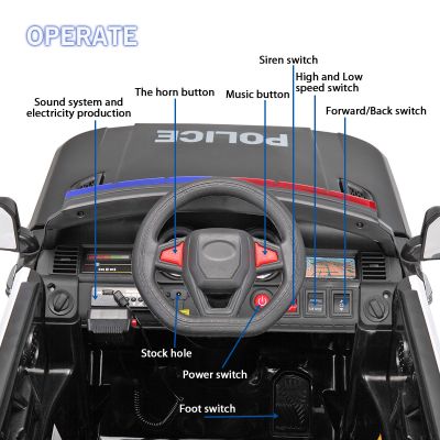 Kids Electric Ride On Police Car with Lights and Sirens