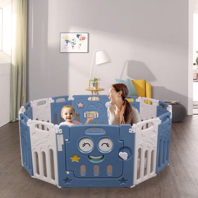 Foldable 14 pcs Octagon Gated Playpen for Baby