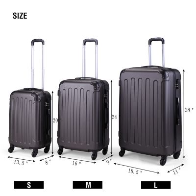 3Pcs Travel Luggage Trolly Suitcase Waterproof & Dustproof W/Lock