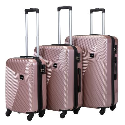 3 PCS Hardshell Luggage Travel Set, Expandable Suitcase with Spinner Wheels, Lightweight Carry-On TSA Lock, 20/24/28, Rose gold