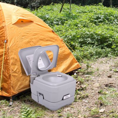 2.6 Gallon Outdoor Portable Toilet Toilet for RV Travel, Camping, Boating & Car, Leak-Proof Cassette Toilet, Grey