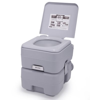 5.3 Gallon 20L Portable Pneumatic Pump Potty Toilet for Car, Caravan, Outdoor Camping & Travel, Cold Gray