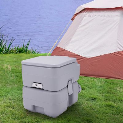 5.3 Gallon 20L Portable Pneumatic Pump Potty Toilet for Car, Caravan, Outdoor Camping & Travel, Cold Gray