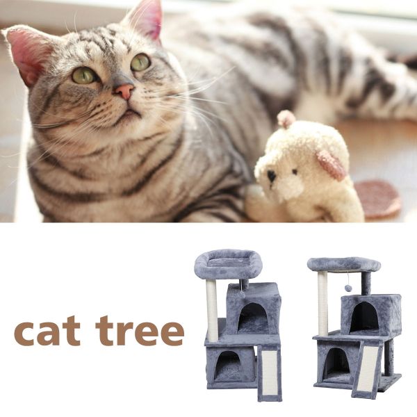 Cat Tree W Ramp 2 Condos Padded Perch Tower Jaxpety