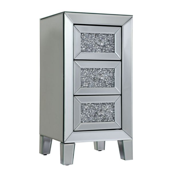Details about   New 3-Drawer Nightstand Mirrored Glass Bedside End Table Bedroom Crystal Cabinet 