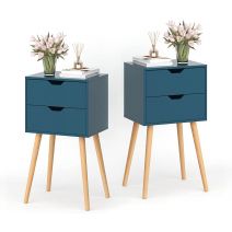 Blue Art-Deco 12 inch Wide Nightstand Set of 2