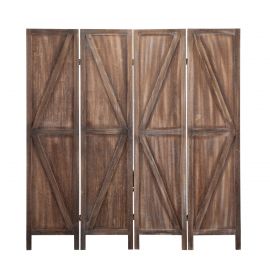 4-Panel Sycamore Solid Wood Folding Screen Room Division