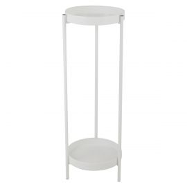 35.4”H Modern Folding Metal 2-Tier Plant Stand, White
