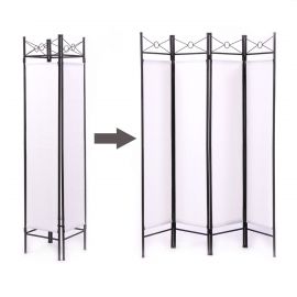 Fabric White Room Divider W/Trifold Partition Screen