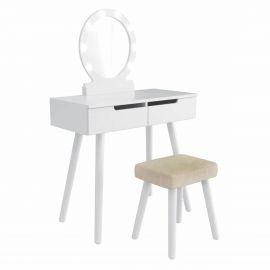 Modern Dressing Table Set W/3 LED-Colored Mirror 