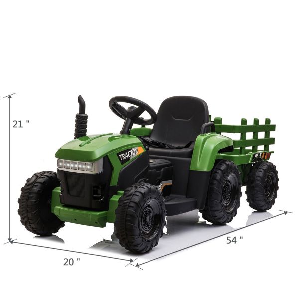 Twin Motorized 12V Kids Ride on Tractor W/Trailor, Fence