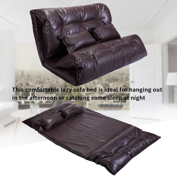 PU 2 Cushion Sofa Low Profile Floor Sleeper Couch