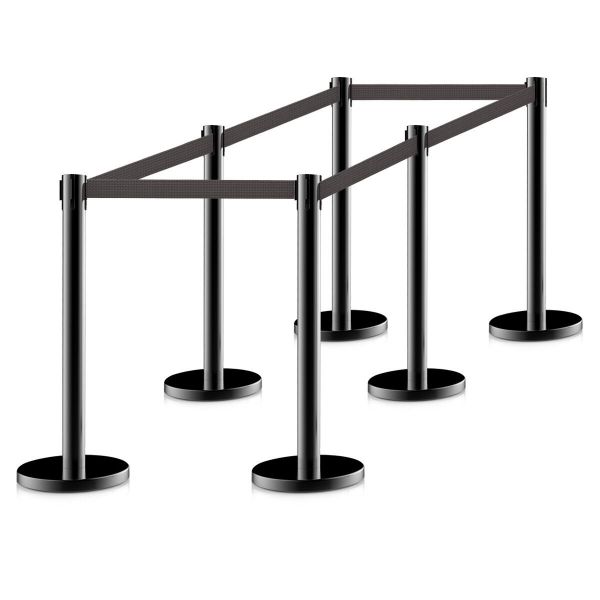 Retractable Stanchion Safety Belt Barrier W/Post
