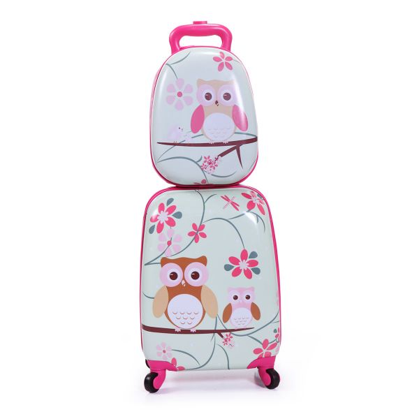 Jaxpety Owl Kids Travel Hard Shell Suitcase Set W/Backpack