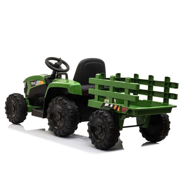 Twin Motorized 12V Kids Ride on Tractor W/Trailor, Fence