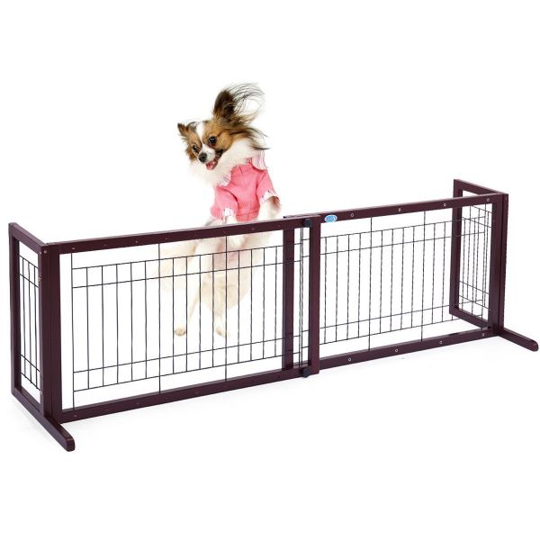 Width-Adjusted Freestanding Sliding Wood Dog Gate