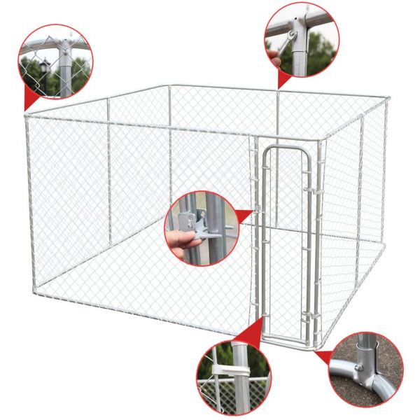 XXL Dog Playpen Cage Crate W/Exposed roof & Galvanized Metal Mesh Kennel-large